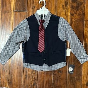 Nautica Boys' 3-Piece Set with Dress Shirt, Tie, and Vest
